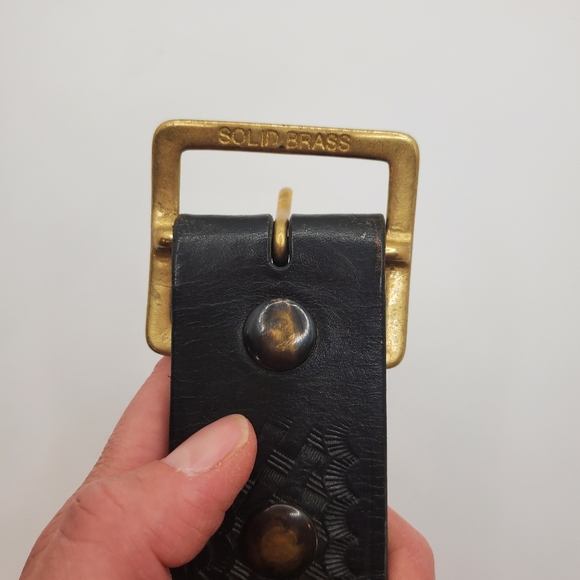 Aker Alex shoemaker & son leather belt brass buckle size 40 - Picture 9 of 10